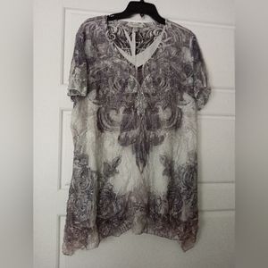 DressBarn floral print blouse plus size 1x